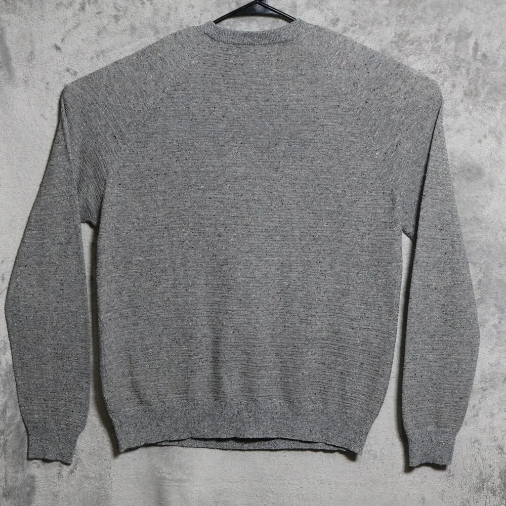 Billy Reid Sweater Men Large Gray Birdseye Knit Kangaroo Pocket Wool Silk Camel